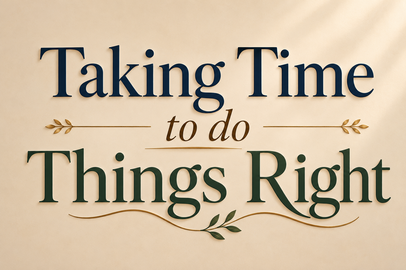 Taking Time to Do Things Right