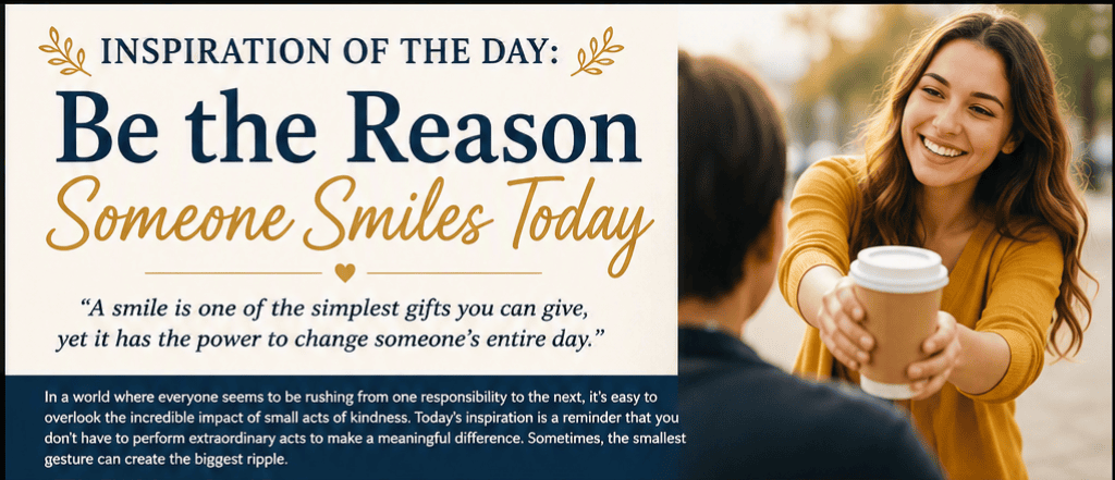 Inspiration of the Day: Be the Reason Someone Smiles Today 1 3b7114fe b9d4 4d14 89bc e0c636b0f310