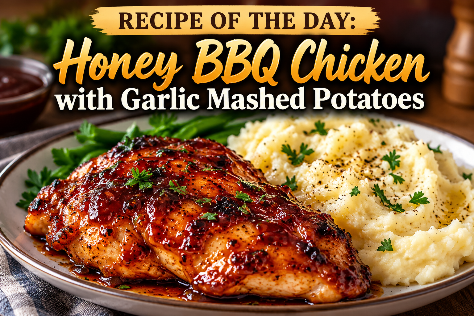 Honey BBQ Chicken with Garlic Mashed Potatoes