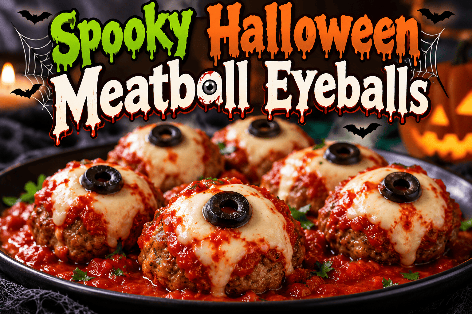 Spooky Halloween Meatball Eyeballs
