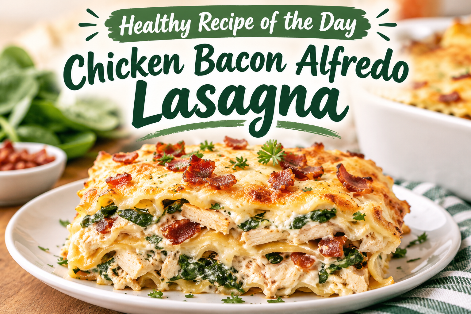 Chicken Bacon Alfredo Lasagna - A Creamy, Cheesy, Protein-Packed Comfort Food Made with Healthier Ingredients 4 Chicken Bacon Alfredo Lasagna – A Creamy, Cheesy, Protein-Packed Comfort Food Made with Healthier Ingredients