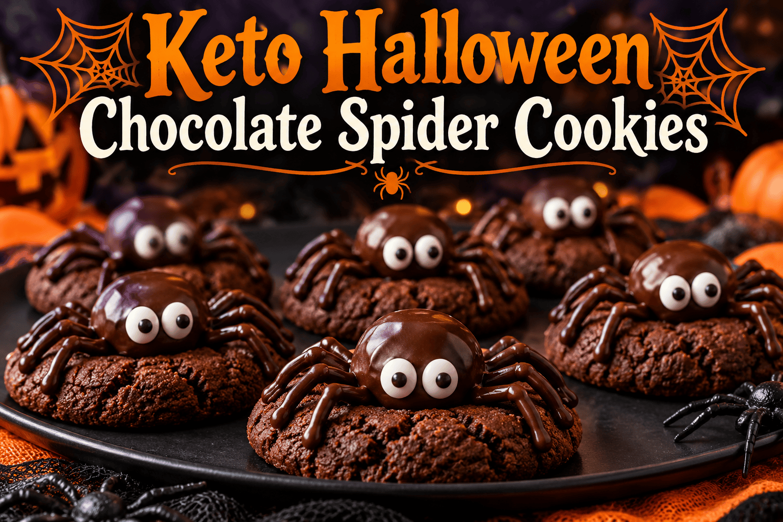 Keto Halloween Chocolate Spider Cookies 3 Keto Halloween Chocolate Spider Cookies