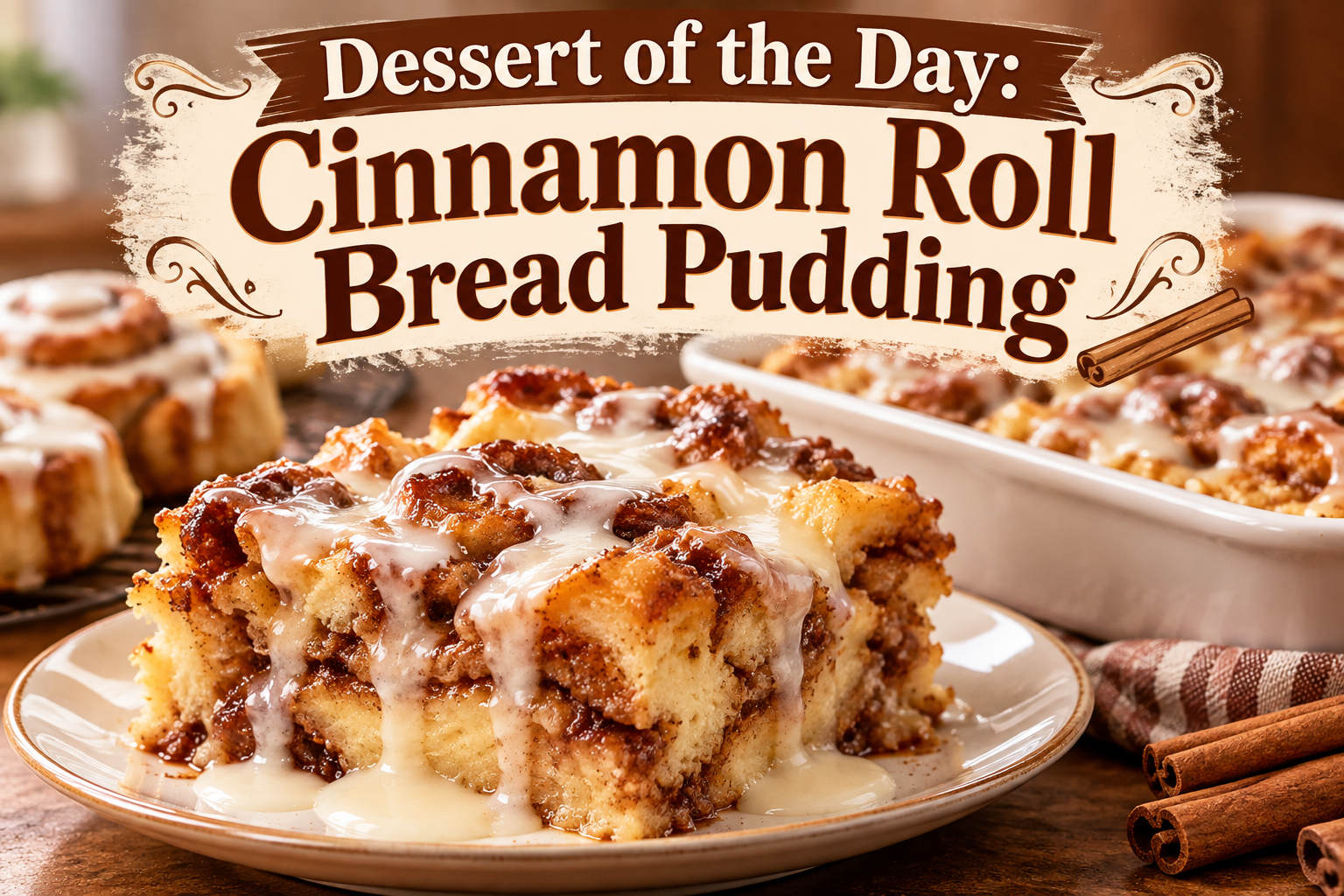 Dessert of the Day: Cinnamon Roll Bread Pudding 3 Dessert of the Day: Cinnamon Roll Bread Pudding