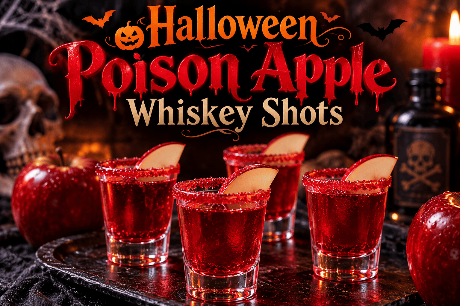 Halloween Poison Apple Whiskey Shots
