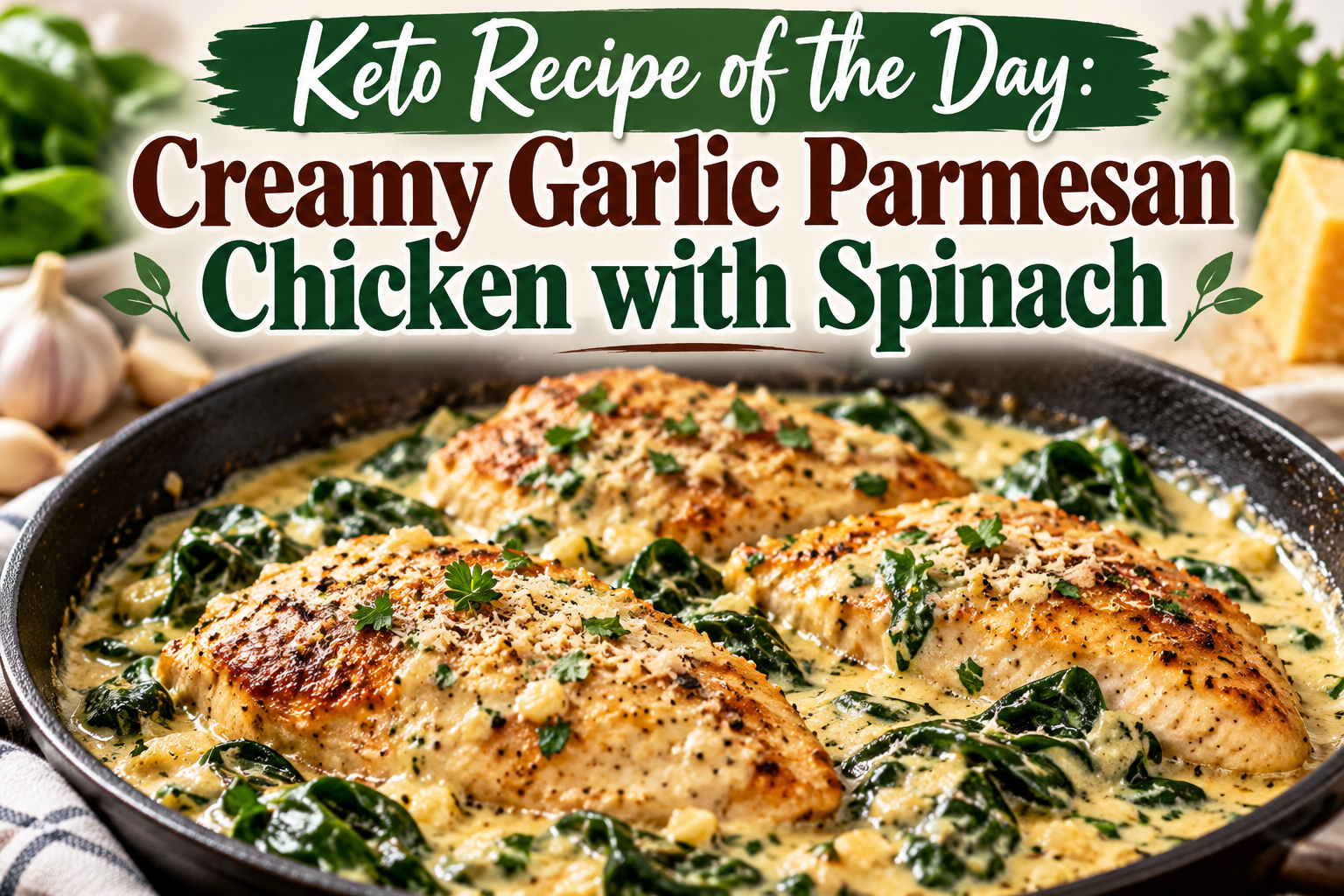 Keto Creamy Garlic Parmesan Chicken with Spinach
