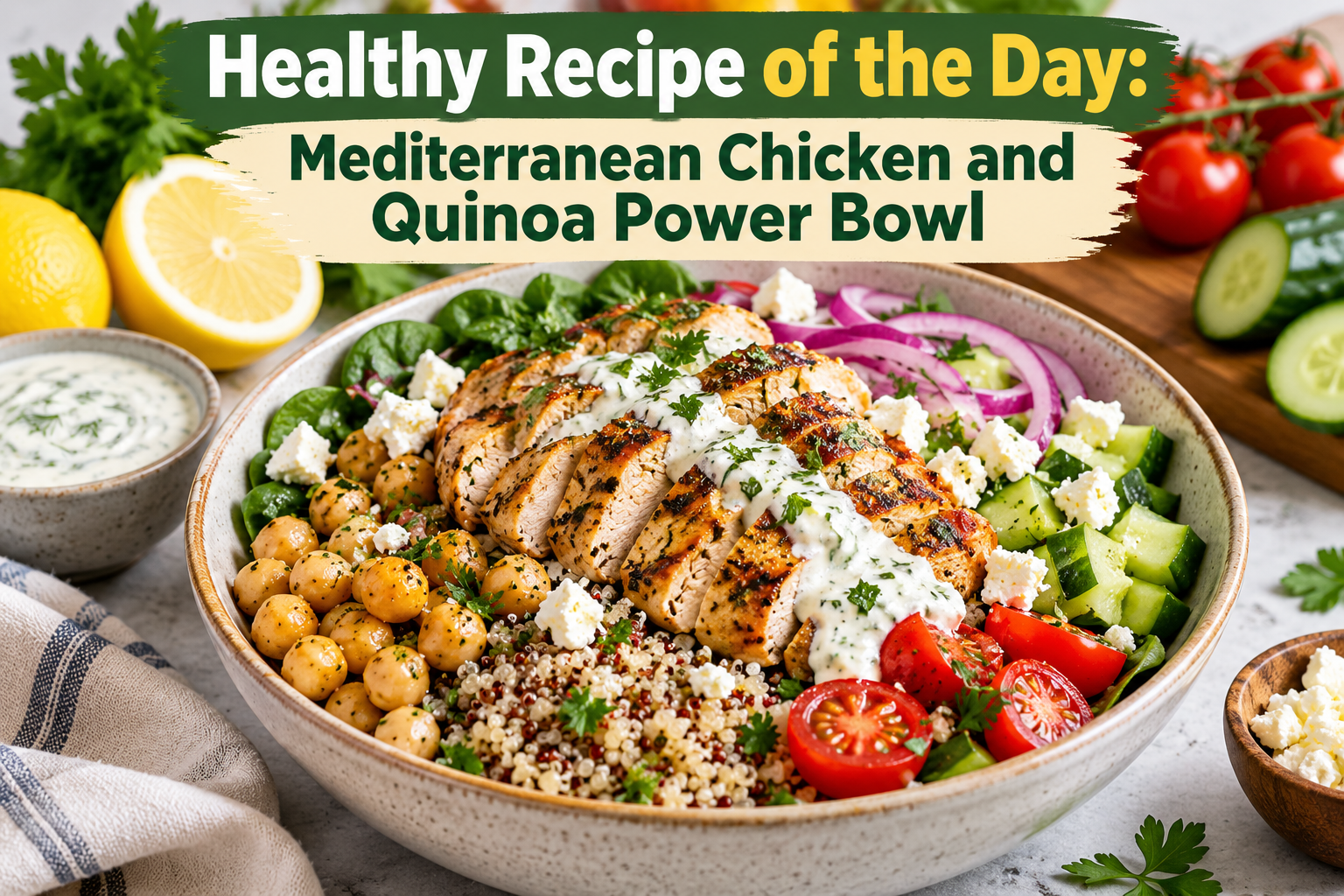 Healthy Recipe of the Day: Mediterranean Chicken and Quinoa Power Bowl 2 Healthy Recipe of the Day: Mediterranean Chicken and Quinoa Power Bowl