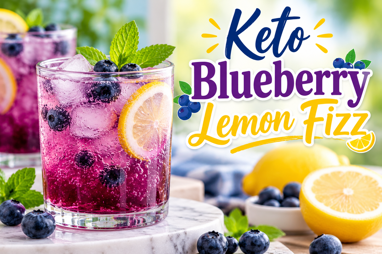 Keto Blueberry Lemon Fizz: A Refreshing Low-Carb, Sugar-Free Mocktail