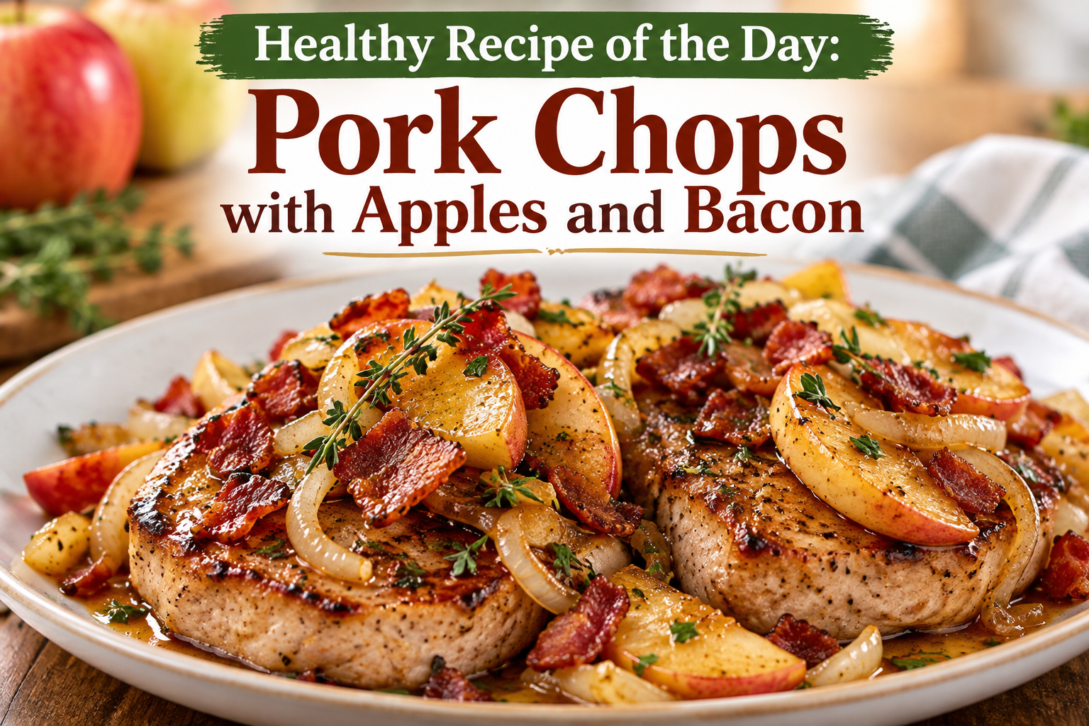 Pork Chops with Apples and Bacon 3 Pork Chops with Apples and Bacon