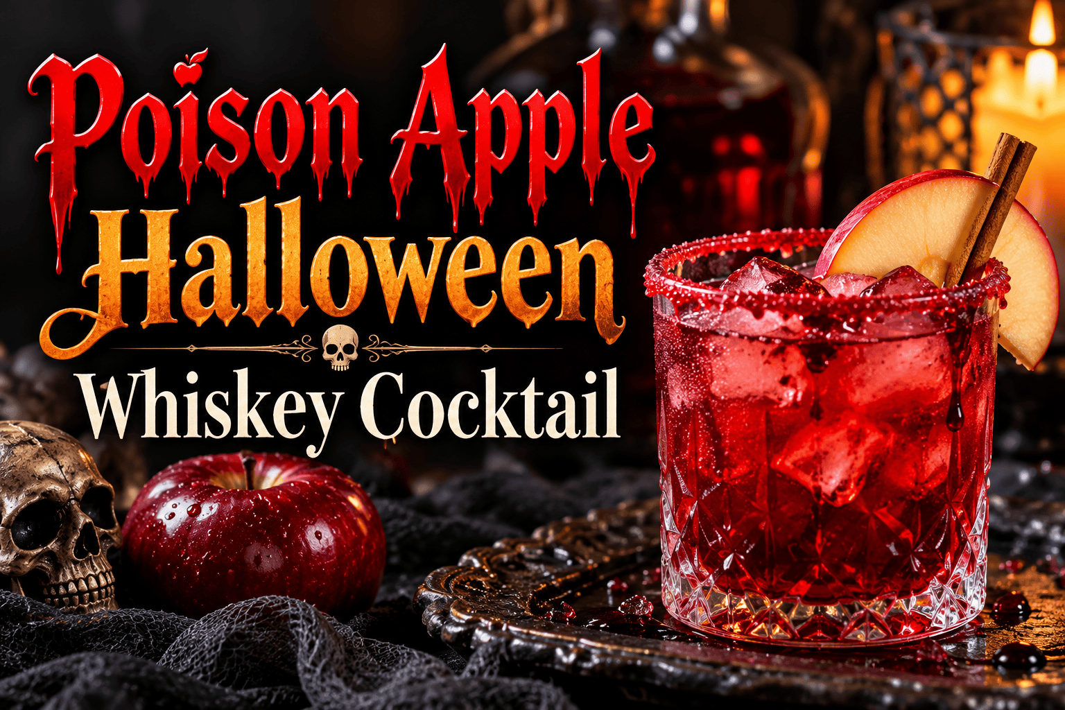Poison Apple Halloween Whiskey Cocktail