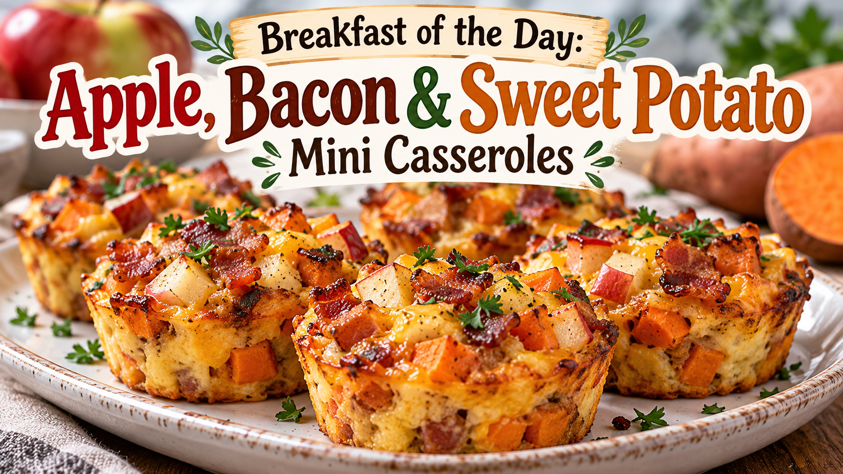 Apple, Bacon & Sweet Potato Mini Casseroles