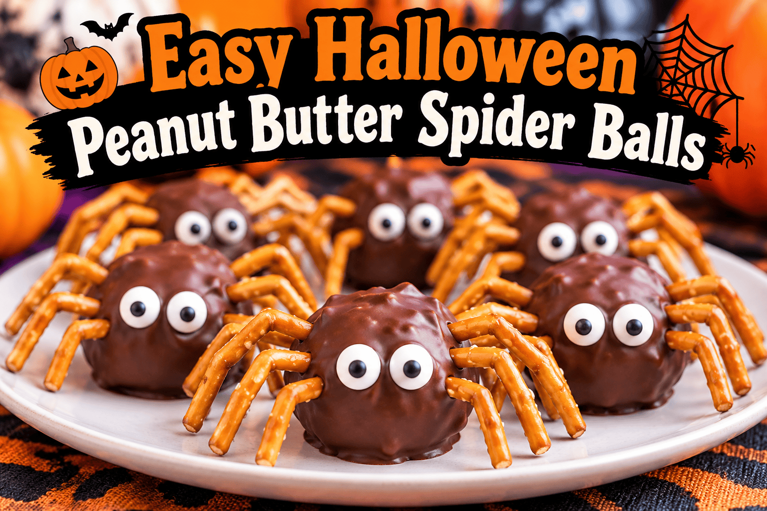 Easy Halloween Peanut Butter Spider Balls