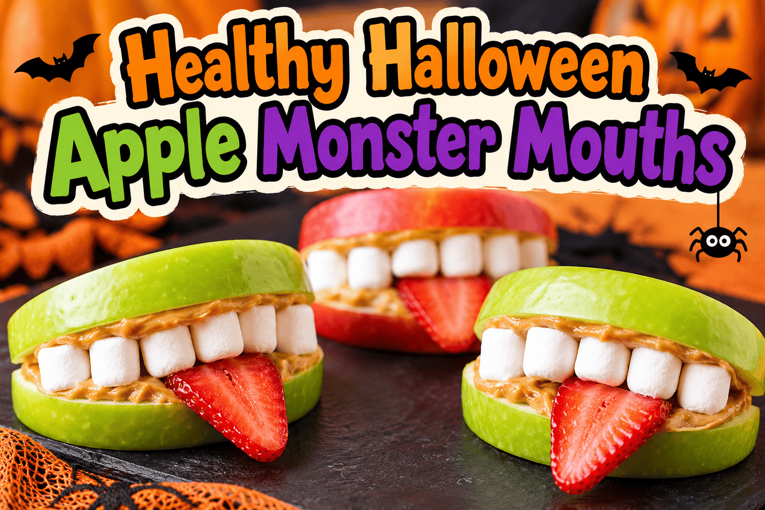Healthy Halloween Apple Monster Mouths