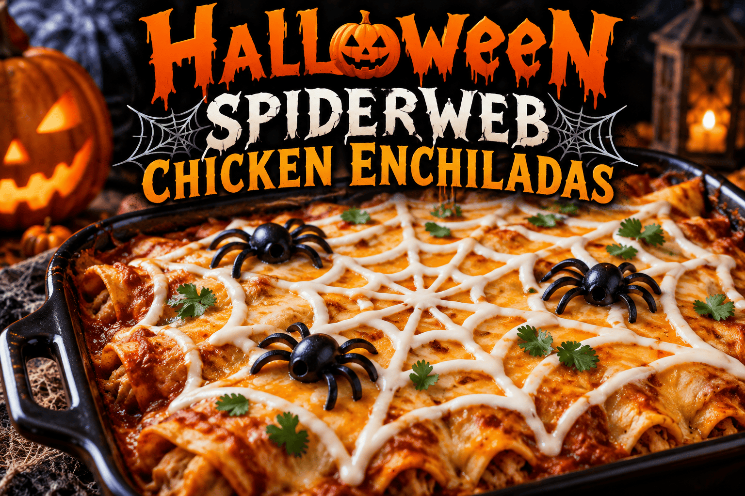 Halloween Spiderweb Chicken Enchiladas 2 Halloween Spiderweb Chicken Enchiladas