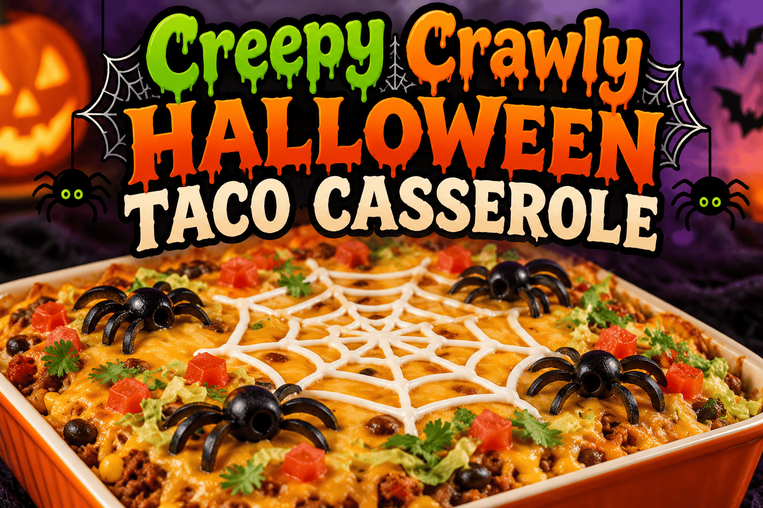 Creepy Crawly Halloween Taco Casserole: A Spooky, Cheesy Dinner Everyone Will Love