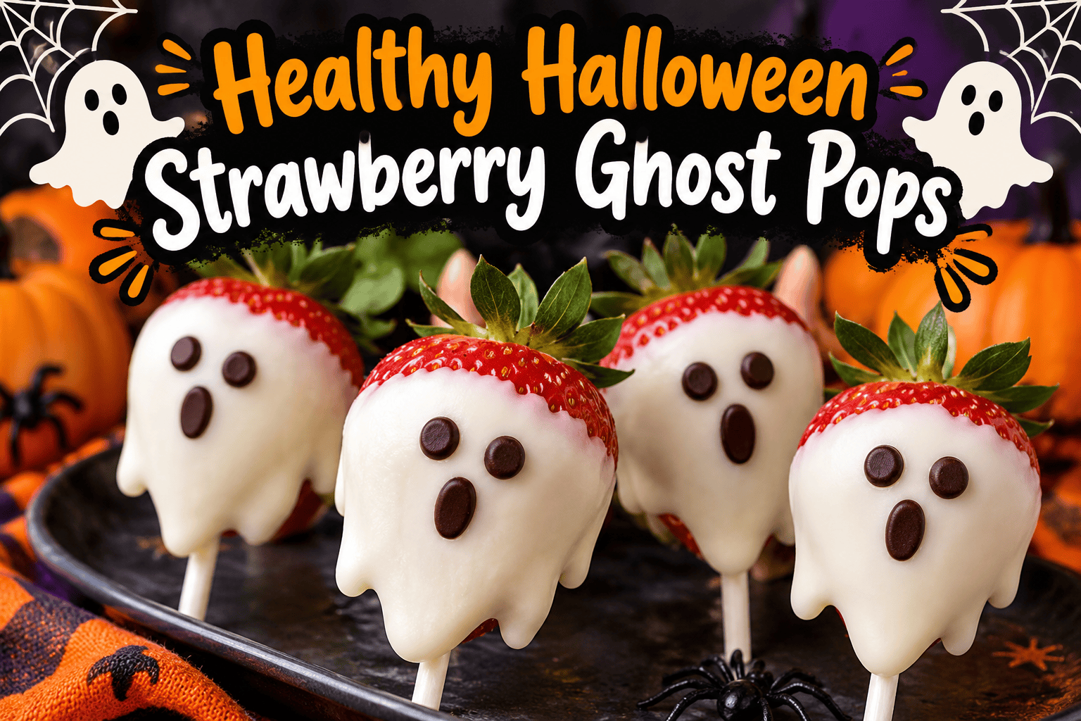 Healthy Halloween Strawberry Ghost Pops