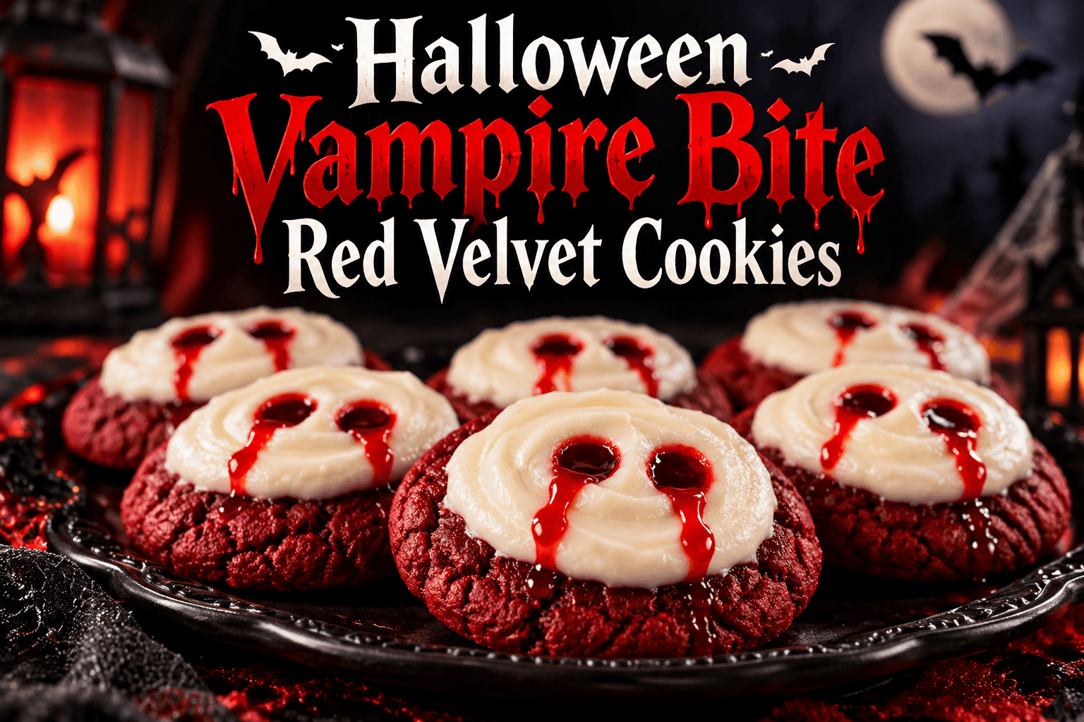 Halloween Vampire Bite Red Velvet Cookies