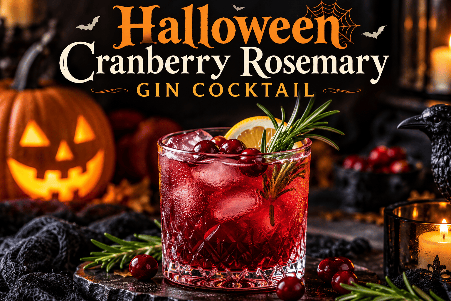 Halloween Cranberry Rosemary Gin Cocktail
