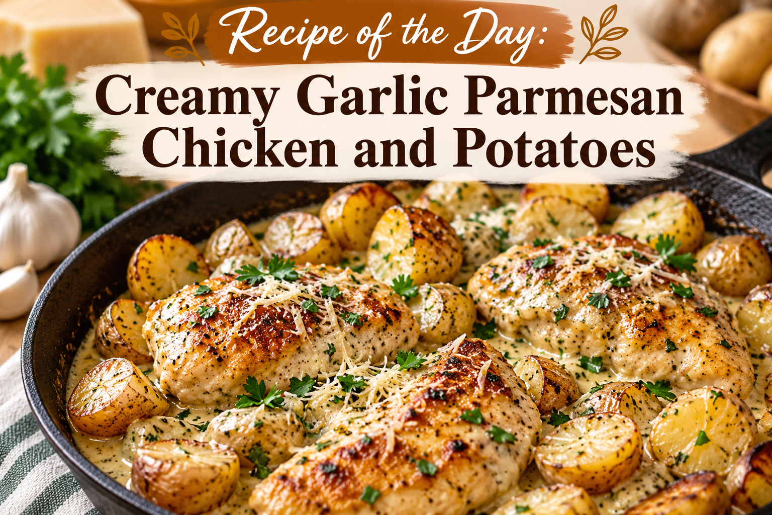 Recipe of the Day: Creamy Garlic Parmesan Chicken and Potatoes