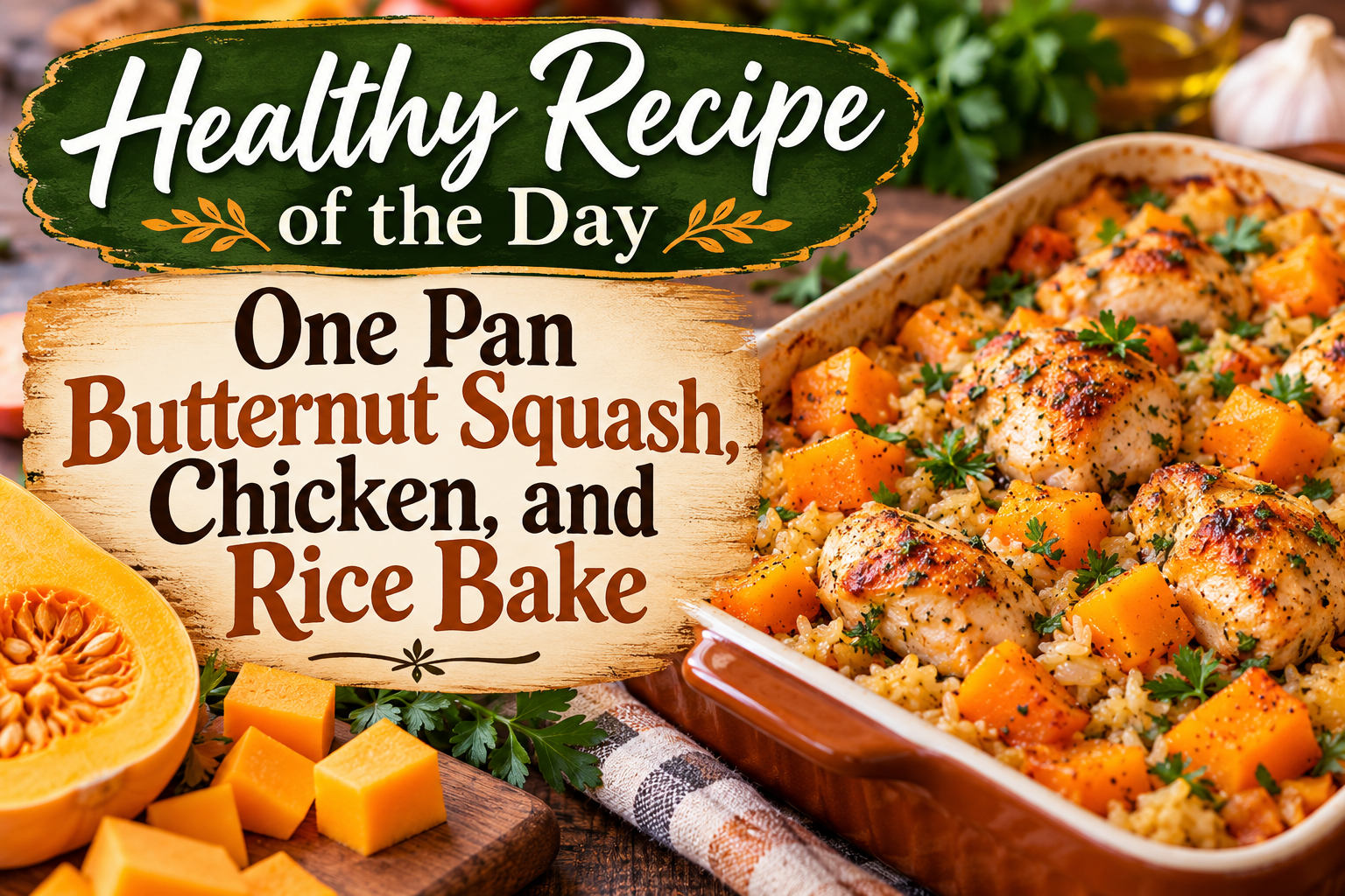 One Pan Butternut Squash, Chicken, and Rice Bake 4 One Pan Butternut Squash, Chicken, and Rice Bake