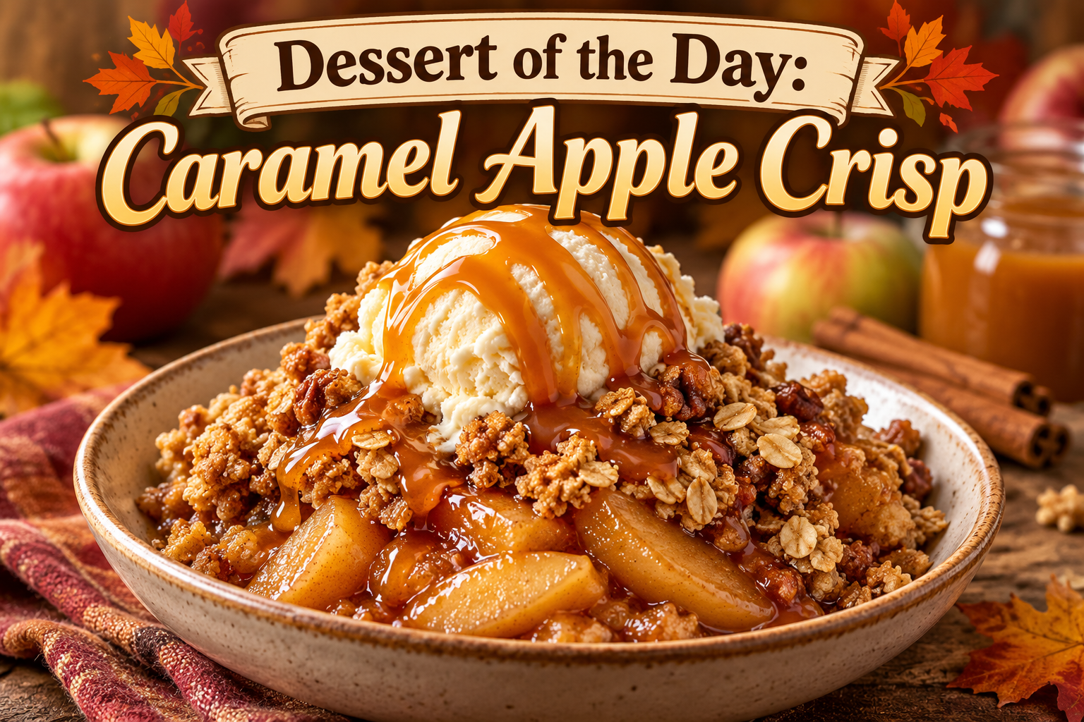 Dessert of the Day: Caramel Apple Crisp – A Warm and Cozy Fall Favorite