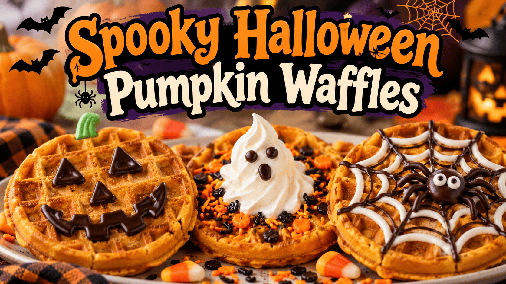 Spooky Halloween Pumpkin Waffles