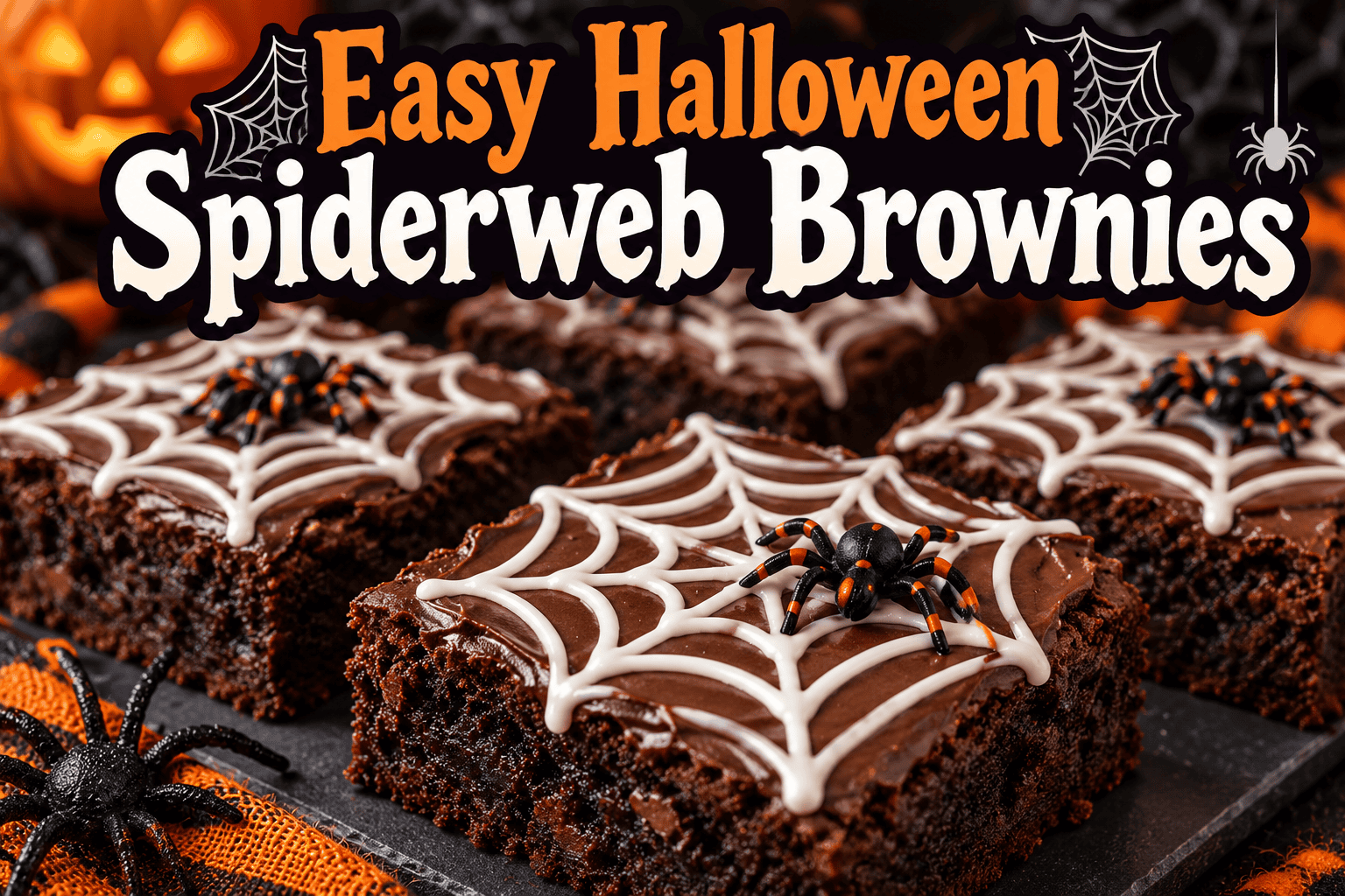 Easy Halloween Spiderweb Brownies