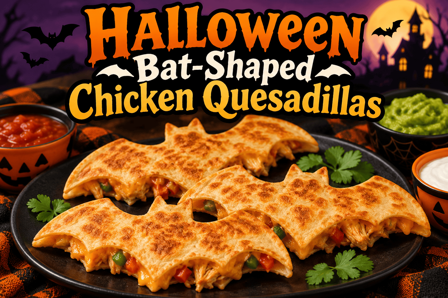 Halloween Bat-Shaped Chicken Quesadillas: A Spooky and Delicious Dinner Recipe 2 Halloween Bat-Shaped Chicken Quesadillas: A Spooky and Delicious Dinner Recipe