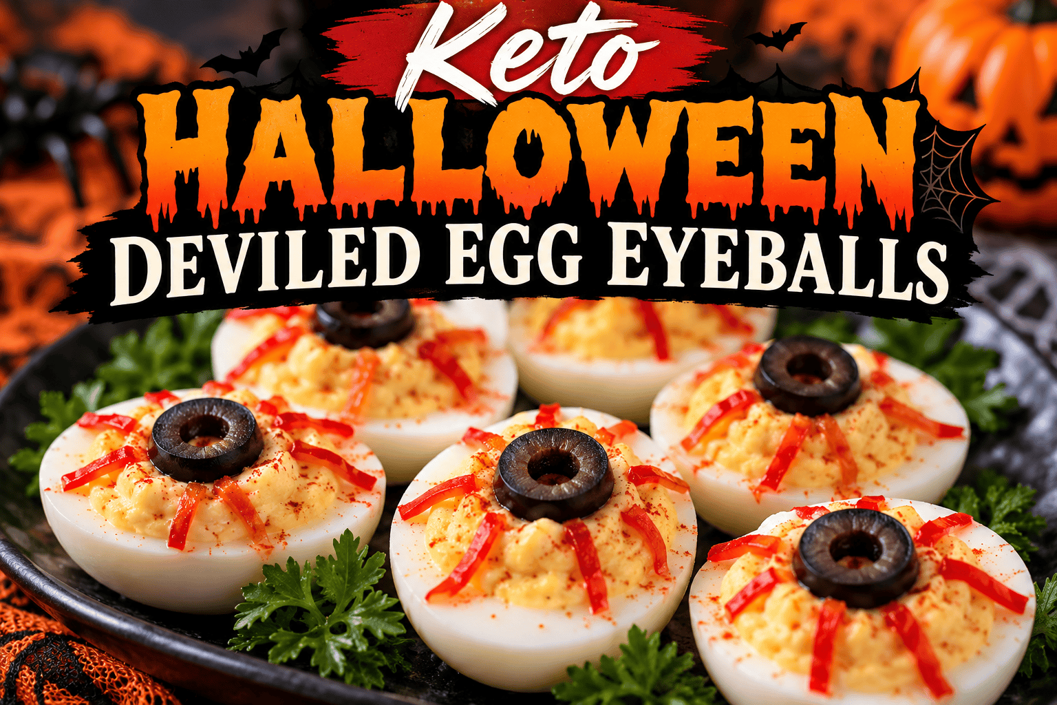 Keto Halloween Deviled Egg Eyeballs