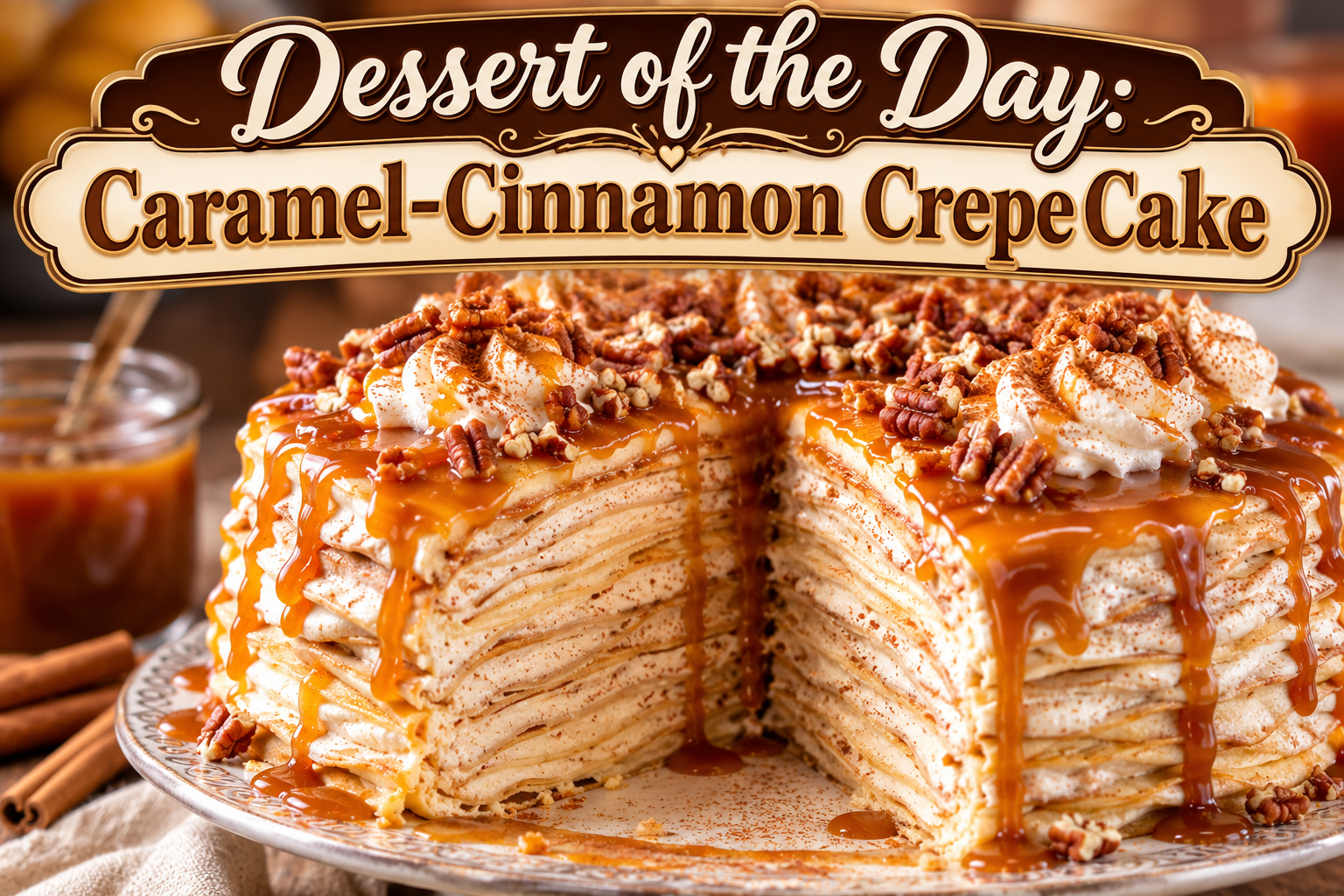 Caramel-Cinnamon Crepe Cake - A Decadent Layered Dessert Filled with Warm Cinnamon, Silky Cream, and Buttery Caramel 3 Caramel-Cinnamon Crepe Cake – A Decadent Layered Dessert Filled with Warm Cinnamon, Silky Cream, and Buttery Caramel