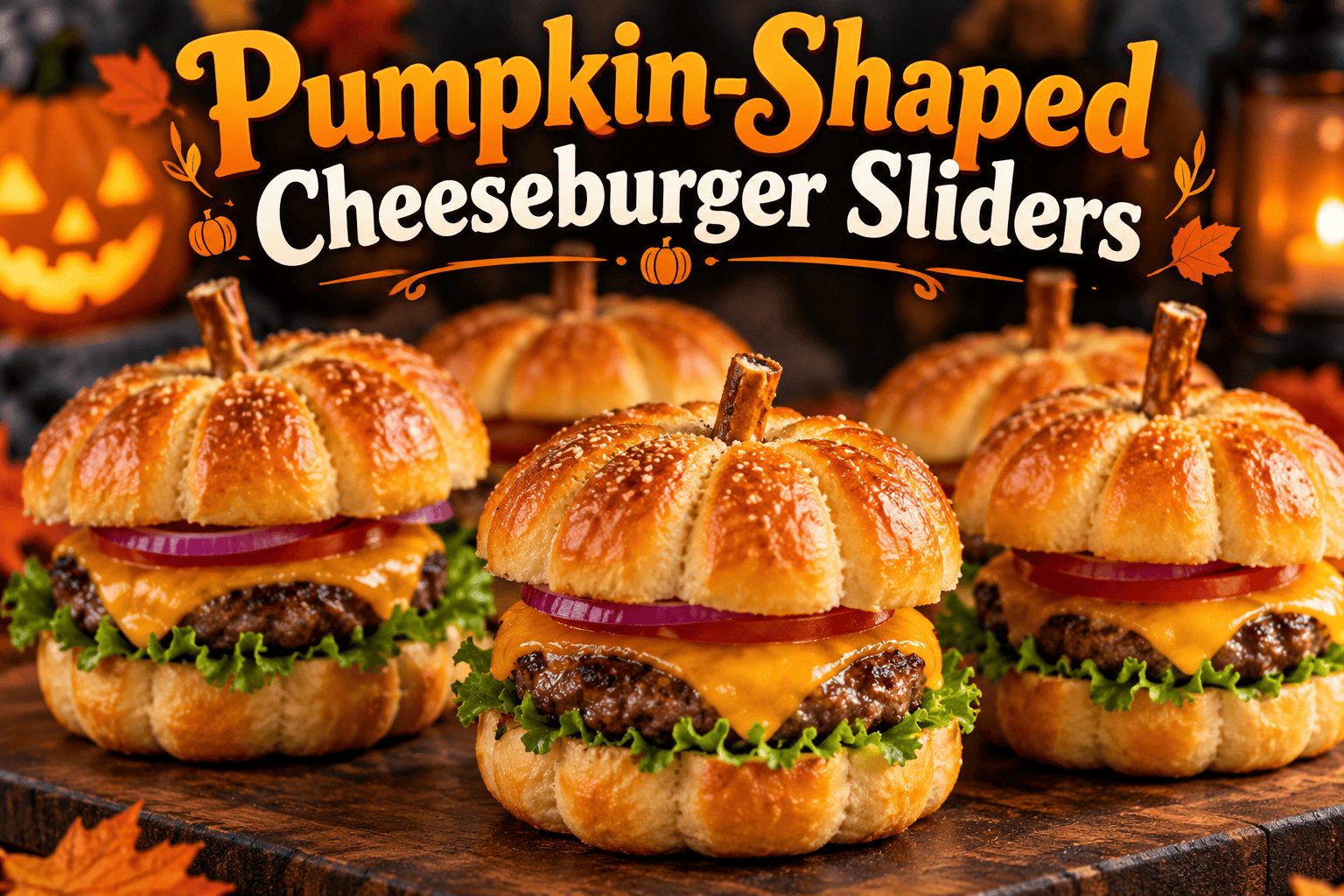Pumpkin-Shaped Cheeseburger Sliders 3 Pumpkin-Shaped Cheeseburger Sliders