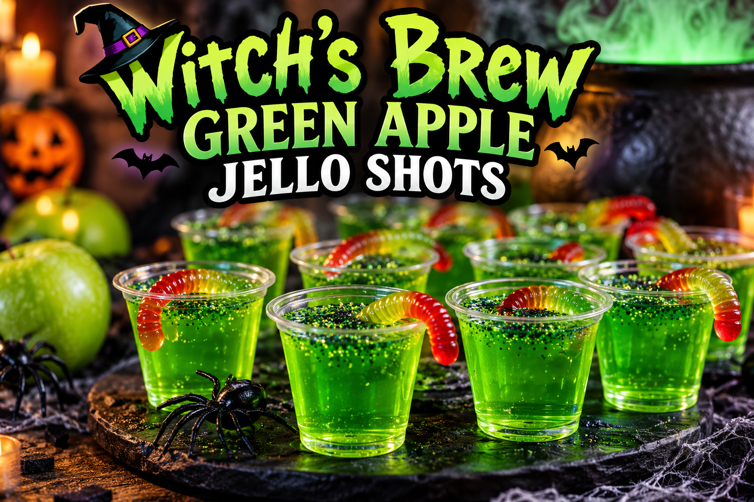 Witch’s Brew Green Apple Jello Shots