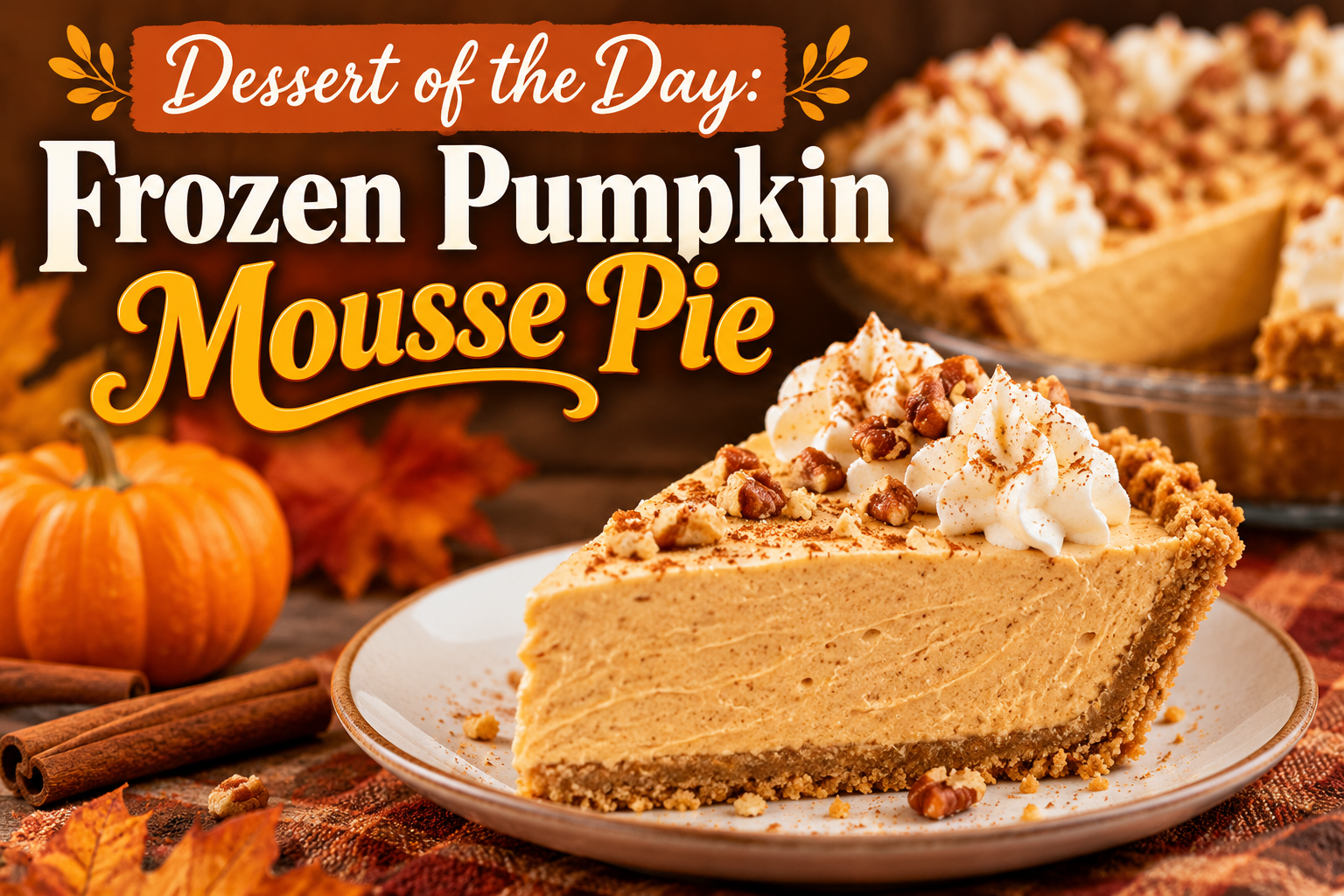 Frozen Pumpkin Mousse Pie – A Creamy, No-Bake Fall Dessert Everyone Will Love 2 Frozen Pumpkin Mousse Pie – A Creamy, No-Bake Fall Dessert Everyone Will Love