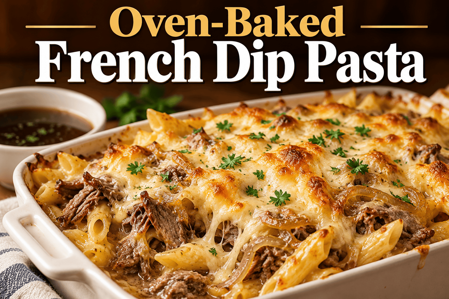 Oven-Baked French Dip Pasta 1 Oven-Baked French Dip Pasta