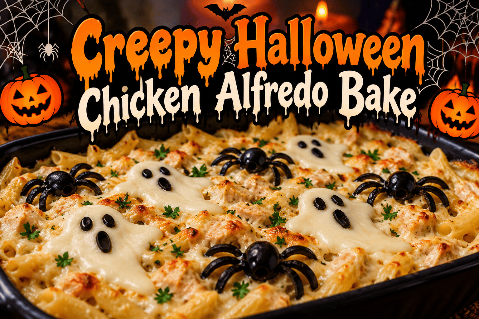 Creepy Halloween Chicken Alfredo Bake: A Spooky, Cheesy Dinner the Whole Family Will Love 2 Creepy Halloween Chicken Alfredo Bake: A Spooky, Cheesy Dinner the Whole Family Will Love