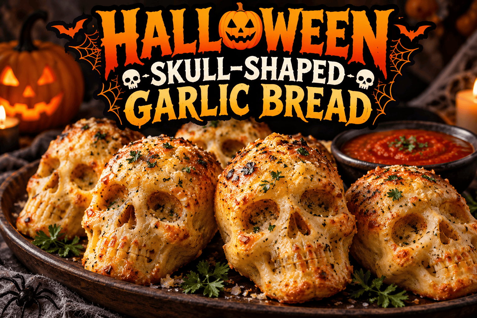Halloween Skull-Shaped Garlic Bread