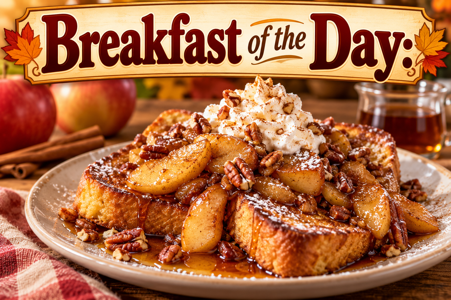 Breakfast of the Day: Apple Cinnamon French Toast with Maple Pecan Topping