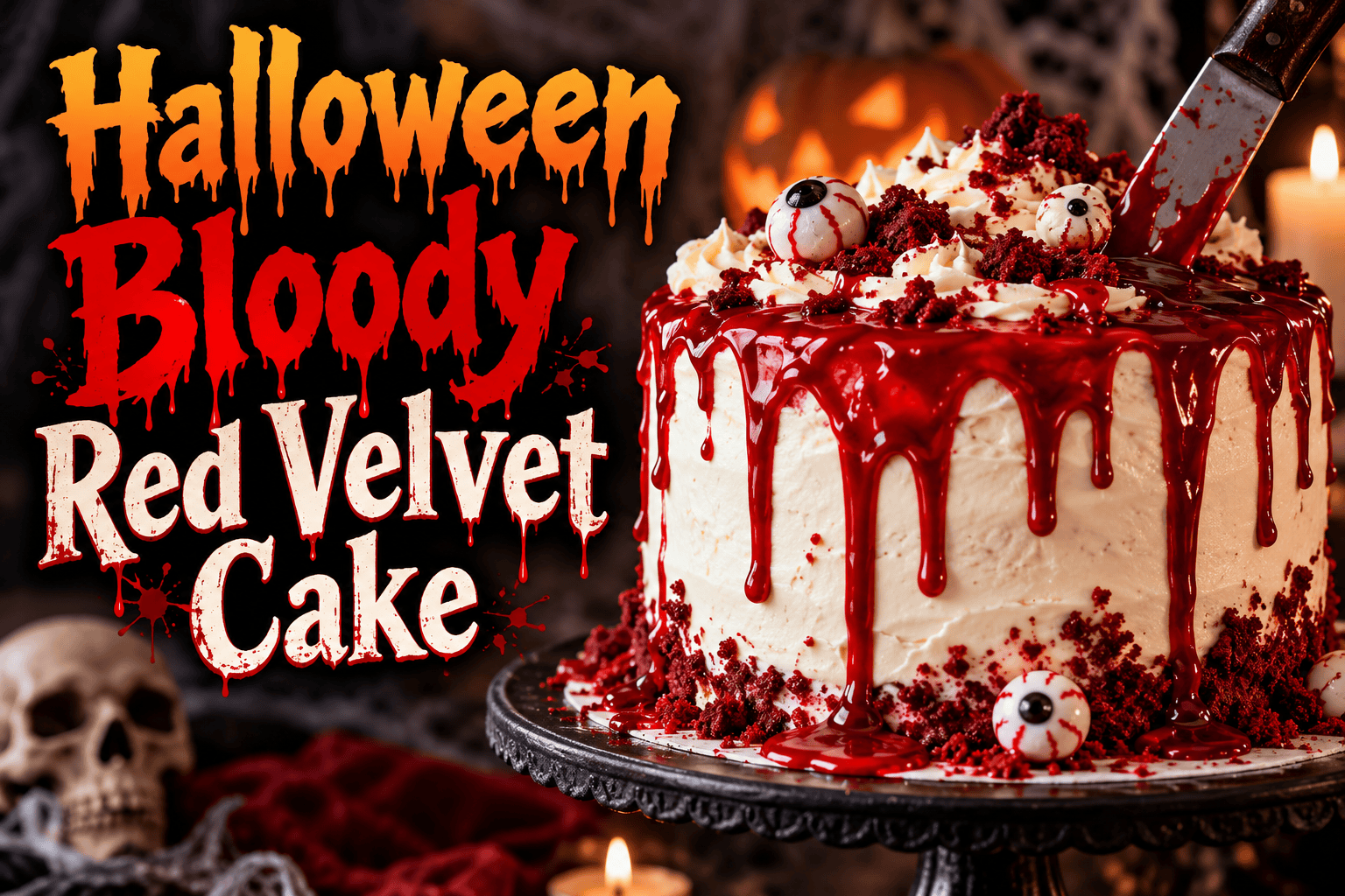 Halloween Bloody Red Velvet Cake