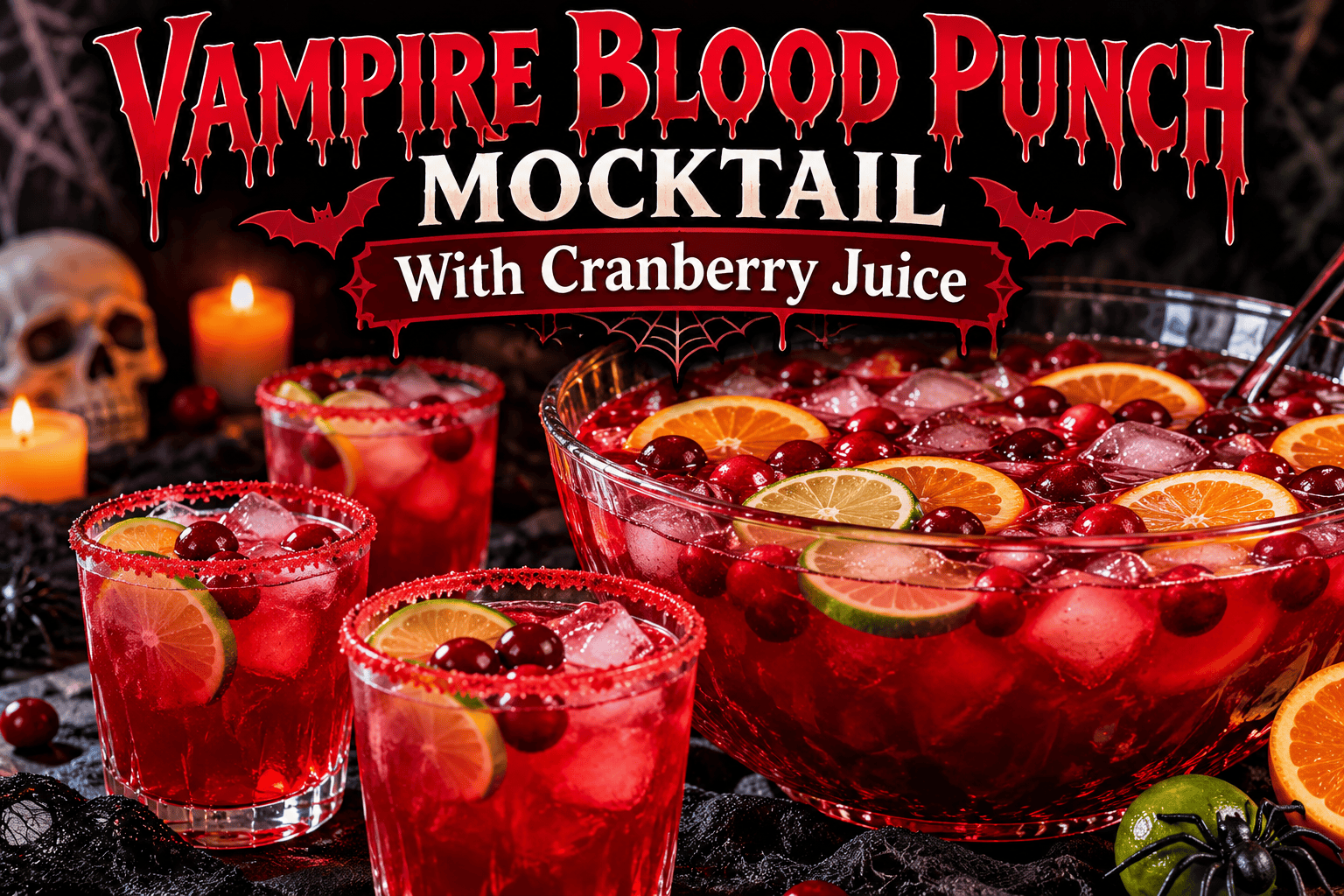Vampire Blood Punch Mocktail With Cranberry Juice
