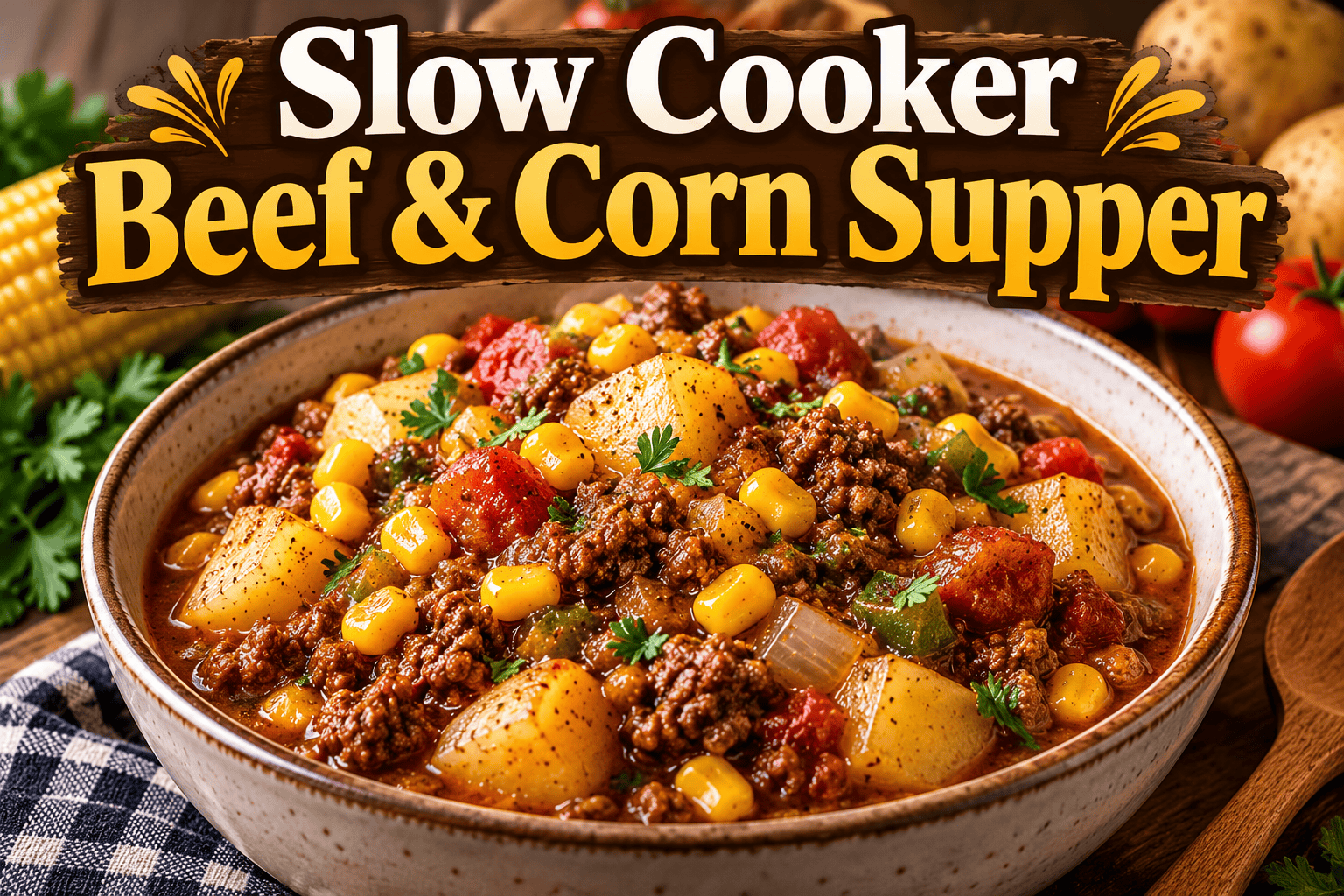 Slow Cooker Beef & Corn Supper